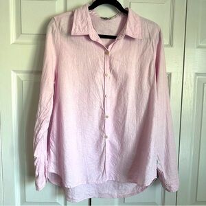 Orvis Classic Womens Collection Linen Blend Button Up Sz XL Preppy Casual Comfy
